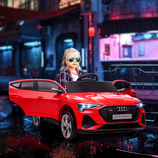 Audi E-tron Licensed 12V Kids Electric Ride On Car with Parental Remote Music Lights MP3 Suspension Wheels for 3-5 Years Red