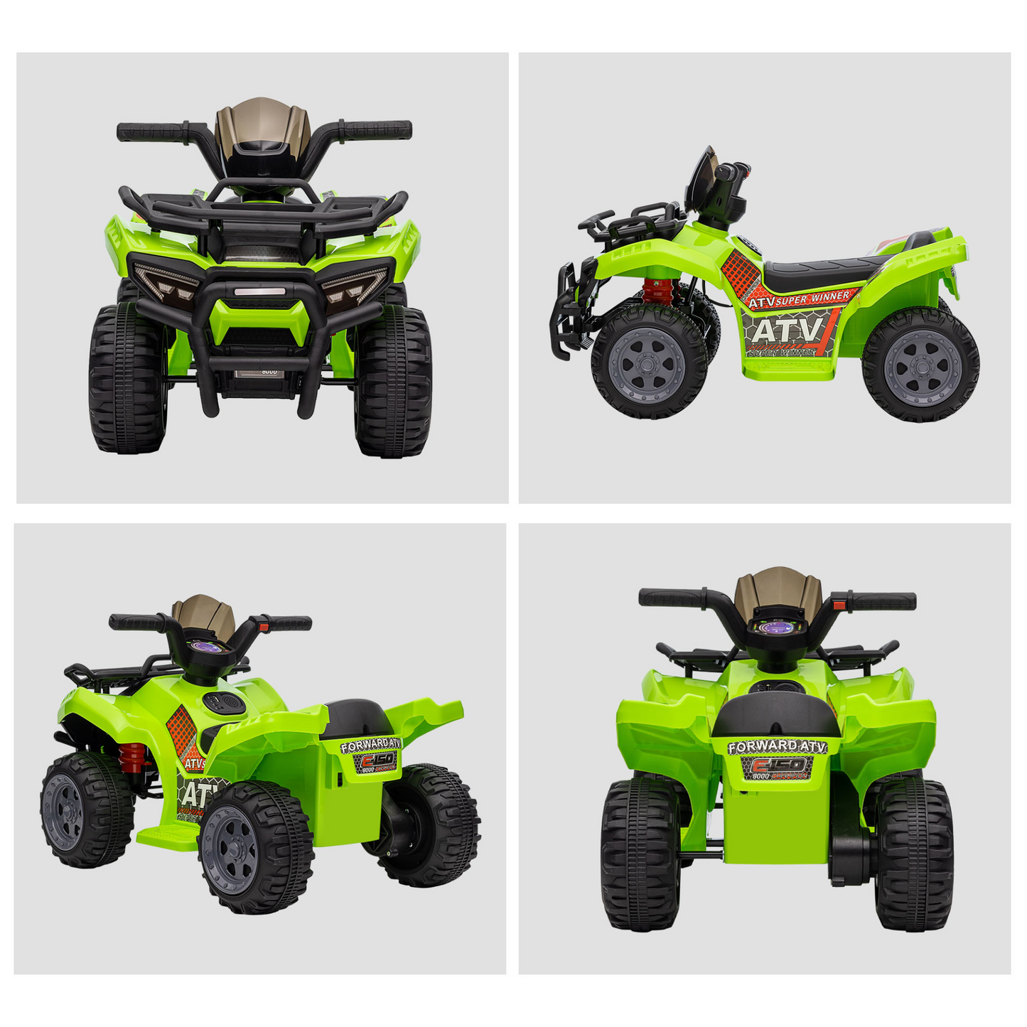 6V Kids Electric Ride on Car Toddlers Quad Bike ATV Toy With Music for 18-36 months Green