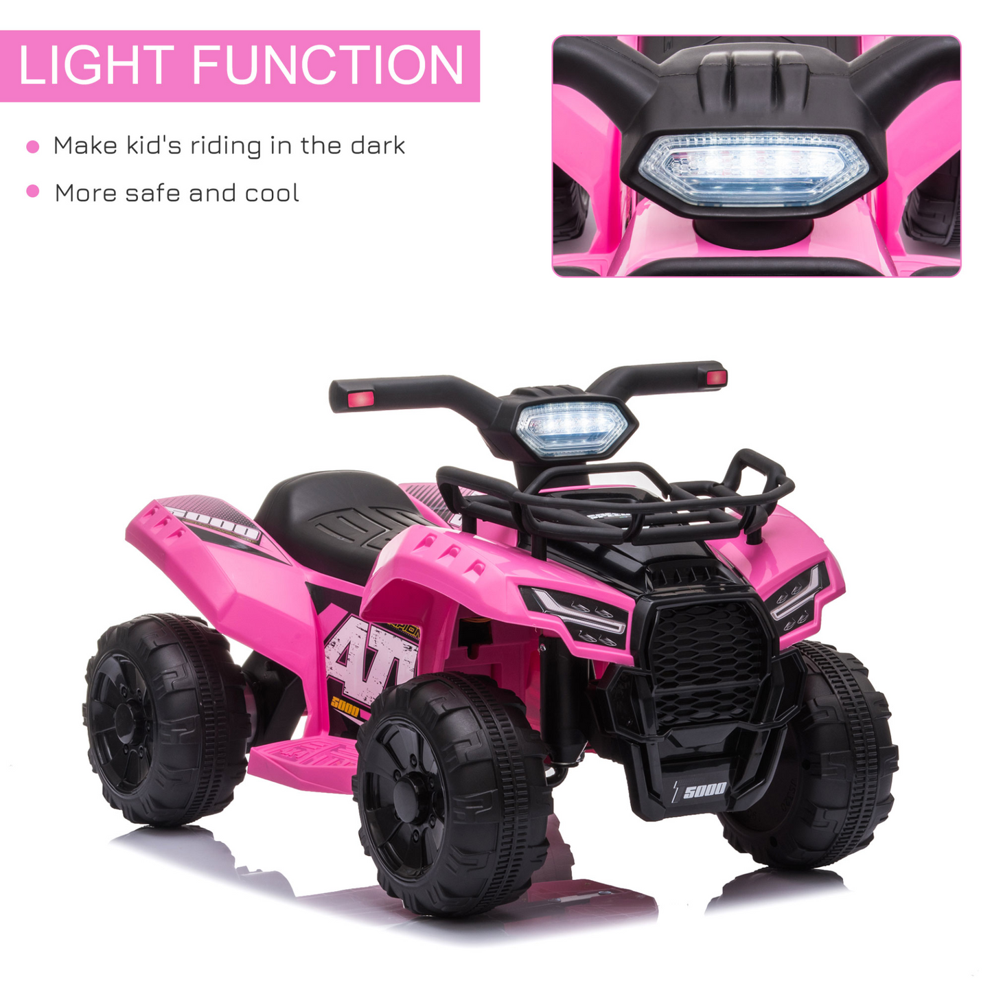 6V Kids Electric Ride on Car Toddlers Quad Bike ATV Toy With Music for 18-36 months Pink