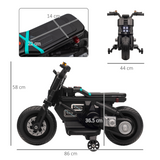 6V Kids Electric Ride On Motorcycle Vehicle w/ Siren, Horn, Headlights, Music, Training Wheels, for Outdoor Play, Ages 3-5 Years - Black