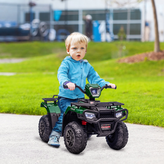 HOMCOM 12V Electric Quad Bike for Kids, Ride-On ATV w/ Forward, Reverse Functions, Music, LED Headlights, for Ages 3-5 Years - Green