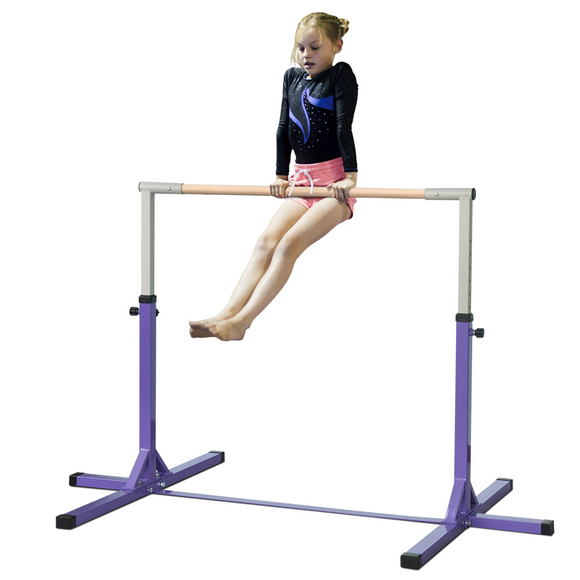 Height Adjustable Gymnastics Horizontal Bar For Kids Home Gym Training Children Junior Kip High Bar Fitness Purple