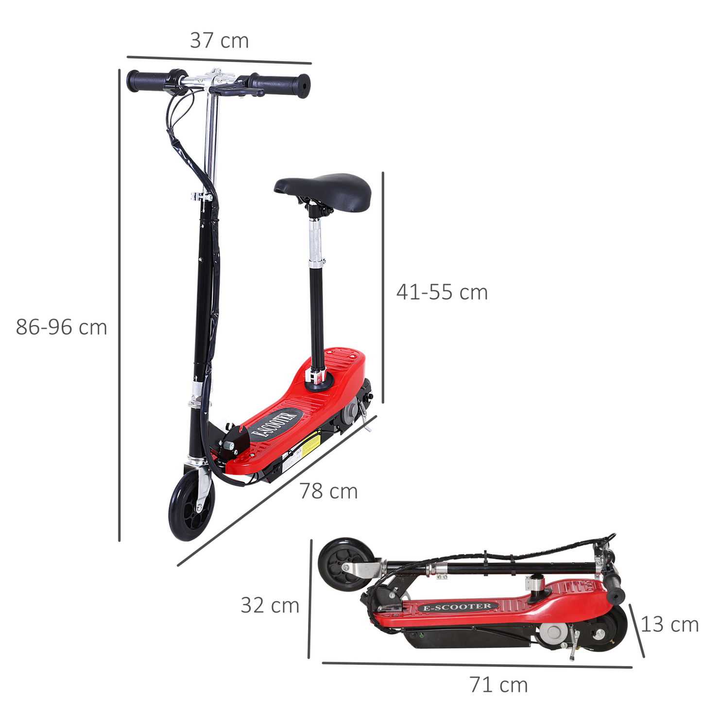 Outdoor Ride On Powered Scooter for kids Sporting Toy 120W 2 x 12V Battery - Red