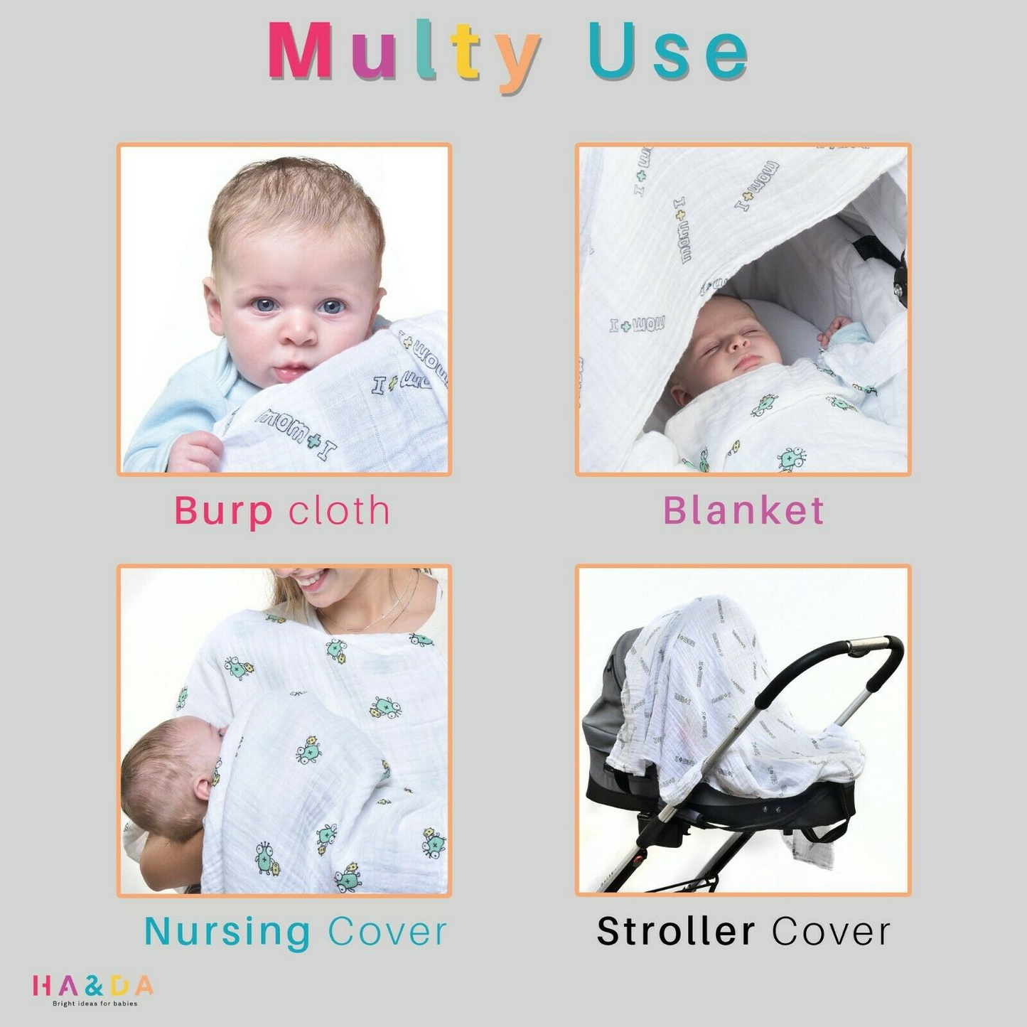 2 Pack Premium Muslin Extra Soft Swaddle Baby Blankets