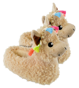 Childrens / Kids Plush 3D Llama Head Slippers