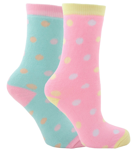 2 Pairs Girls Thermal Dotted Casual Socks