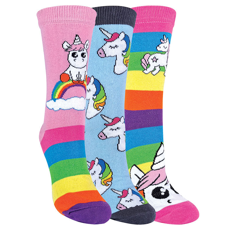 3 Pairs Girls Rainbow Unicorn Socks