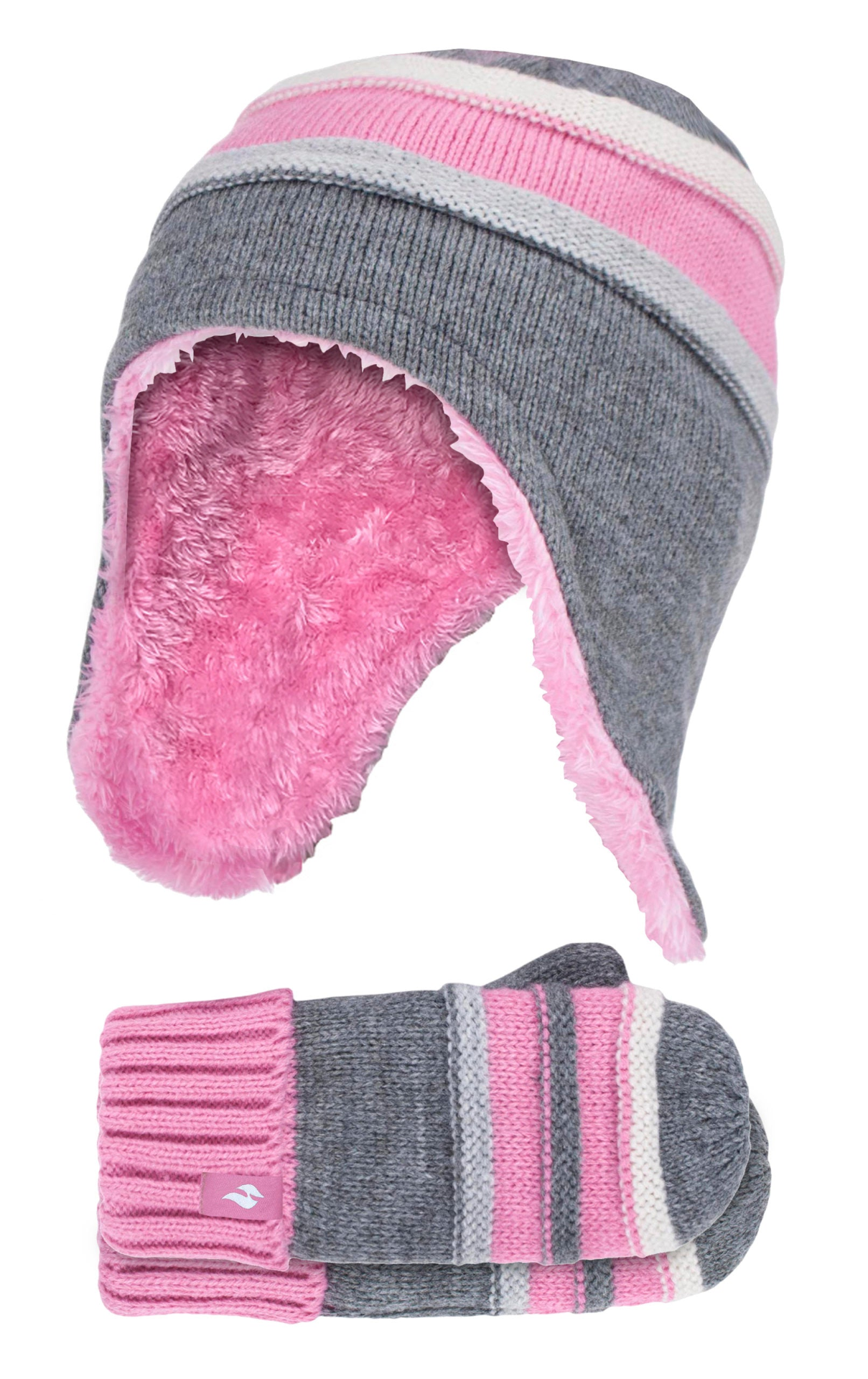 Girls Thermal Pom Pom Beanie Hat & Mittens Set