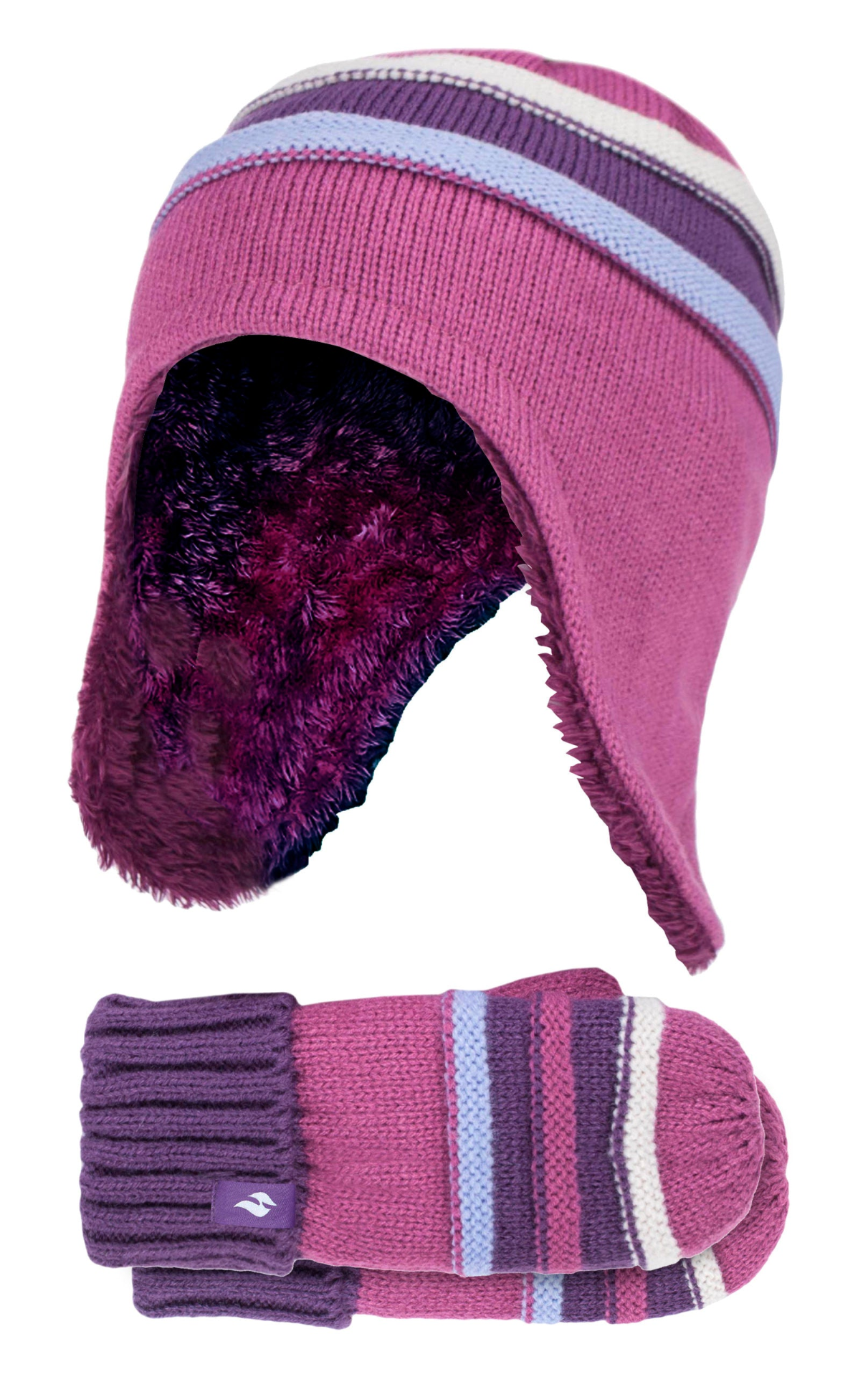 Girls Thermal Pom Pom Beanie Hat & Mittens Set