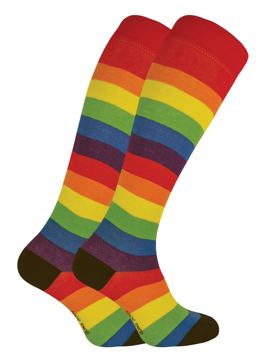 2 Pairs Ladies Rainbow Knee High Long Bamboo Socks