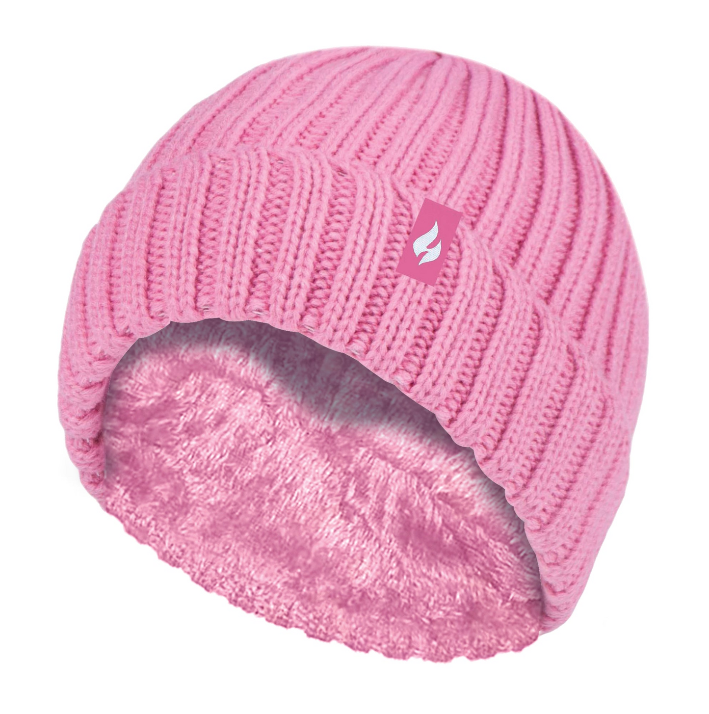 Girls Chunky Ribbed Thermal Warm Hat & Gloves Set