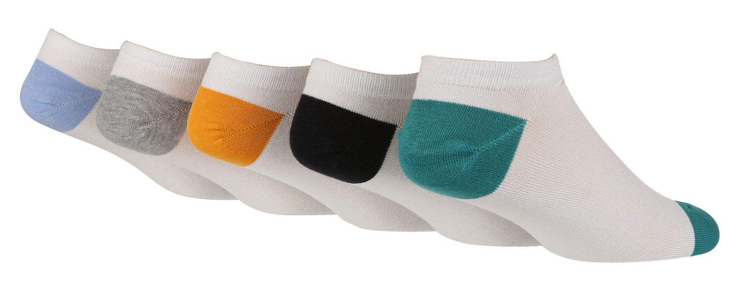 5 Pairs Mens Bamboo Ankle Socks | Heel Toe