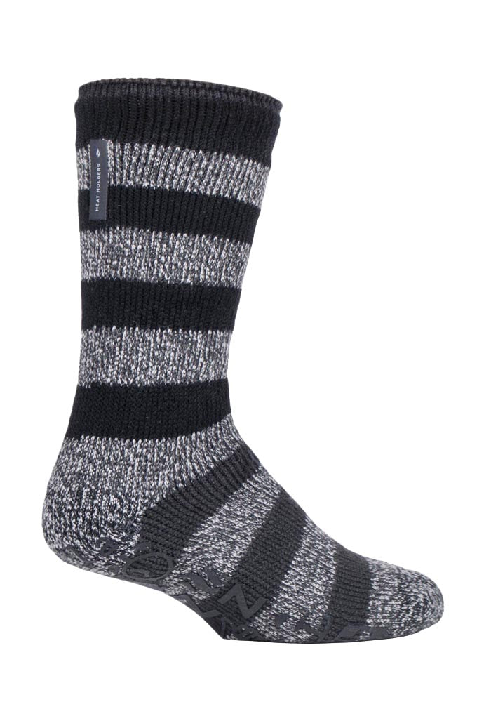 Mens Striped Fleece Lined Thick Slipper Socks