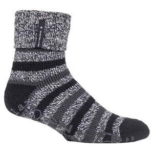 Mens Turnover Fleece Lined Bed Socks with Grippers