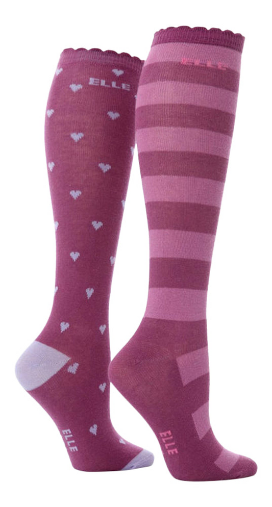 2 Pairs Girls Patterned Knee High Cotton Socks