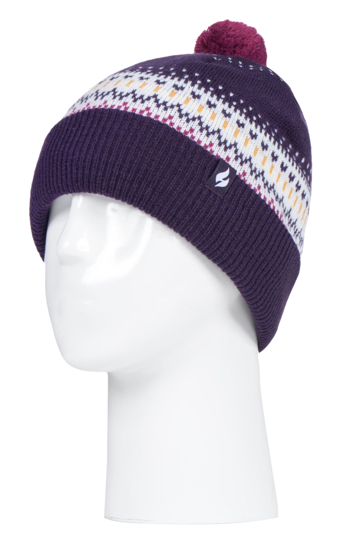 Ladies Knitted Beanie Bobble Hat with Pom Pom