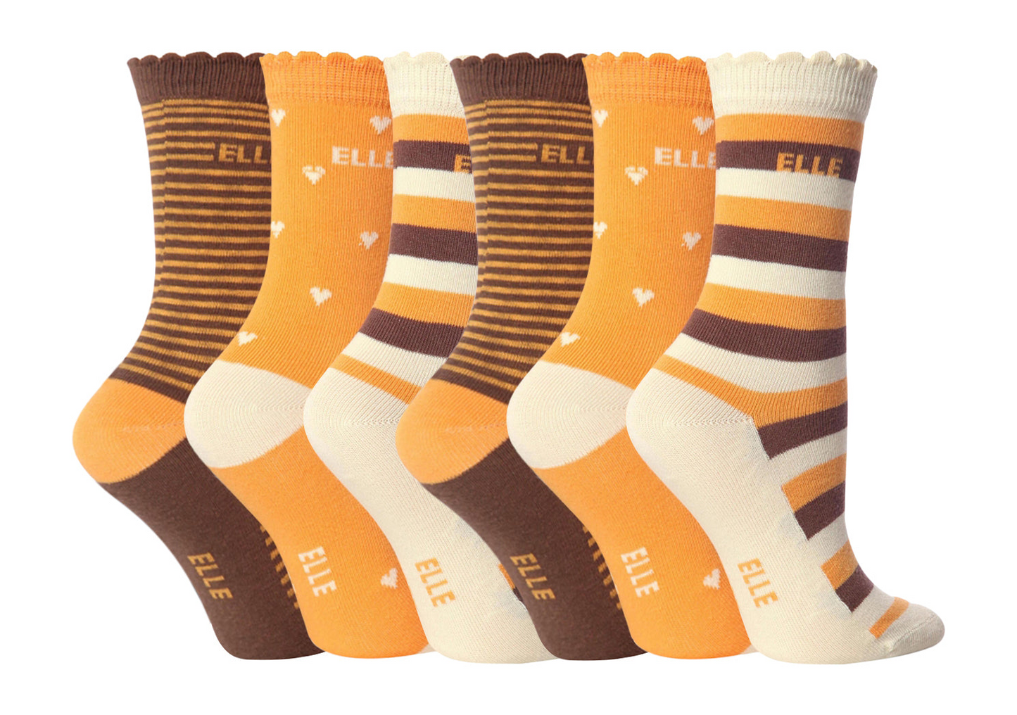 6 Pairs Girls Cotton Striped Patterned Socks