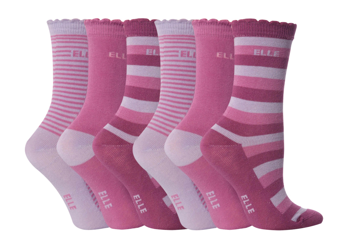 6 Pairs Girls Cotton Striped Patterned Socks