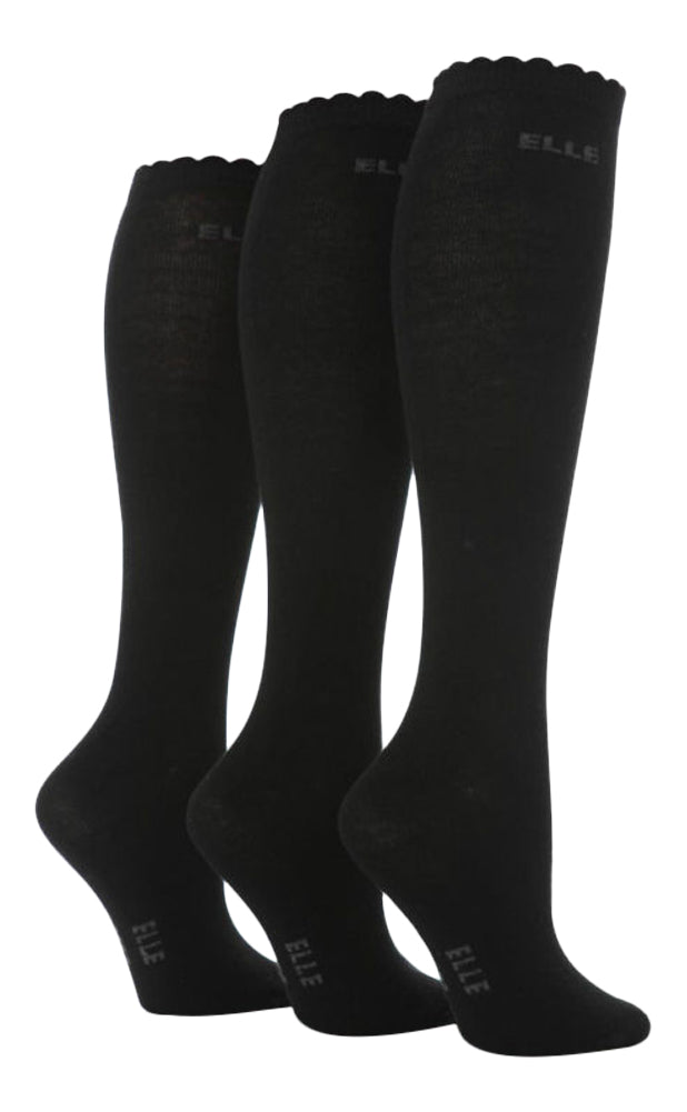 3 Pairs Girls Plain Colour Knee High Socks