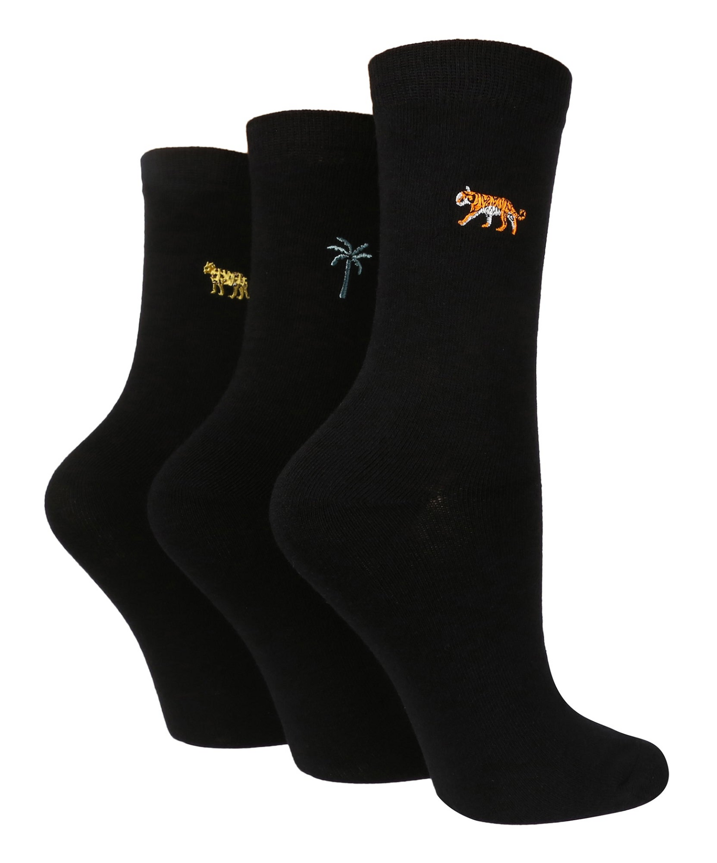 3 Pairs Ladies Cotton Socks | Embroidered