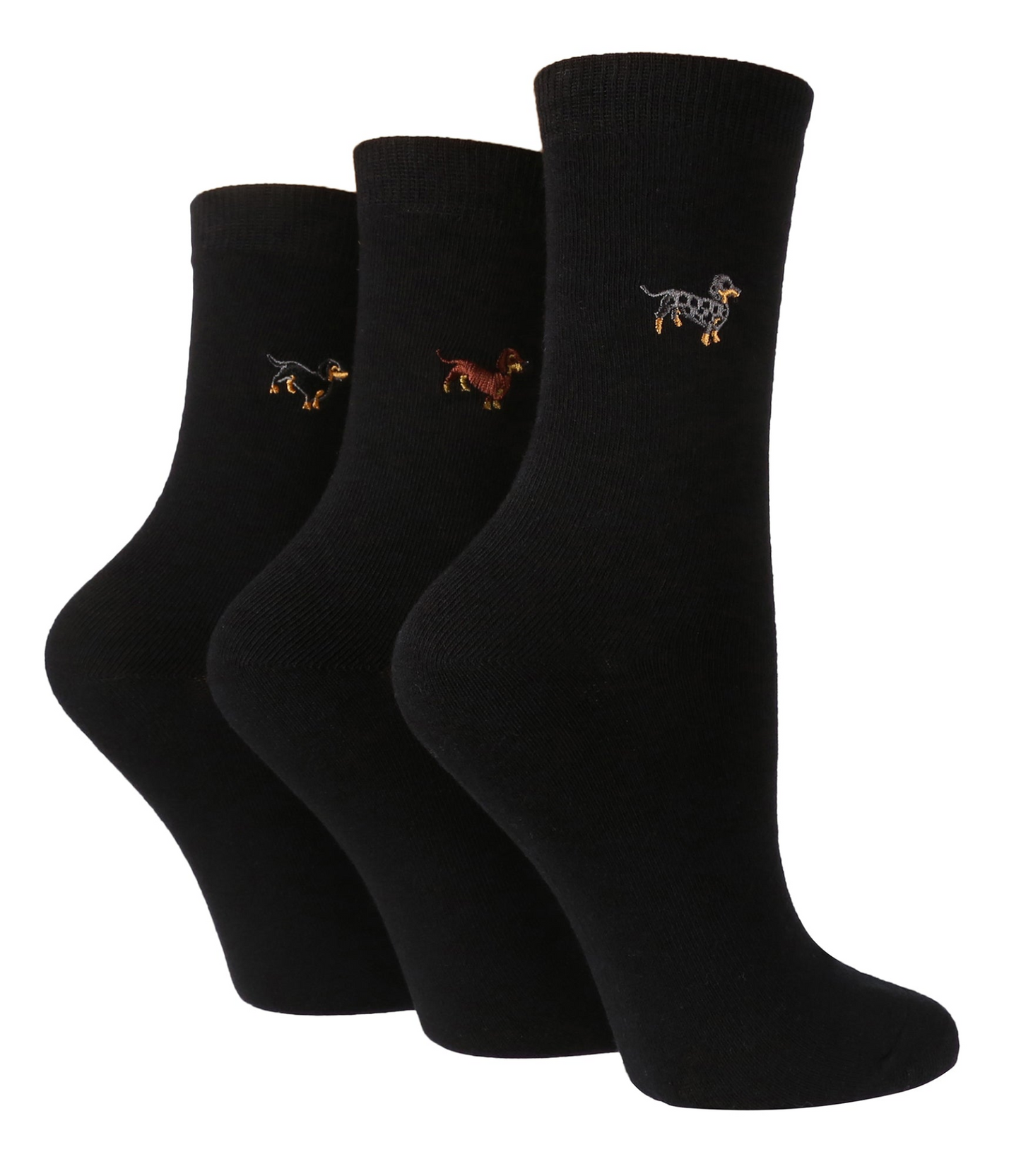 3 Pairs Ladies Cotton Socks | Embroidered