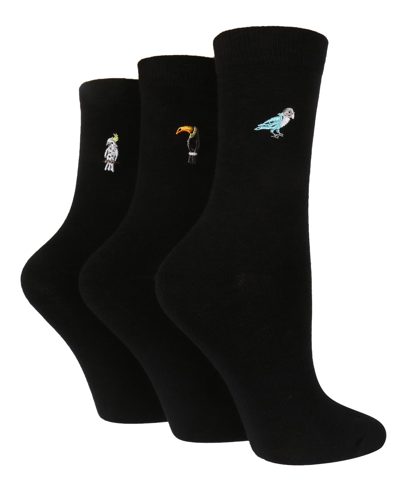 3 Pairs Ladies Cotton Socks | Embroidered