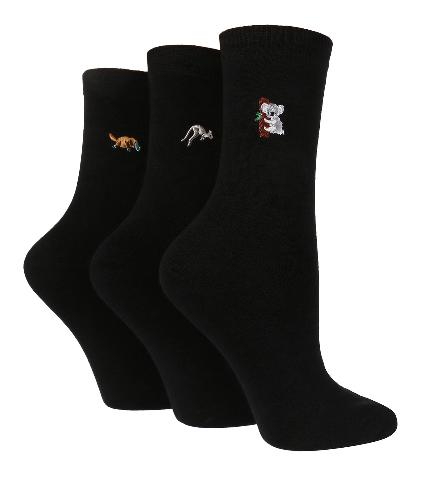 3 Pairs Ladies Cotton Socks | Embroidered