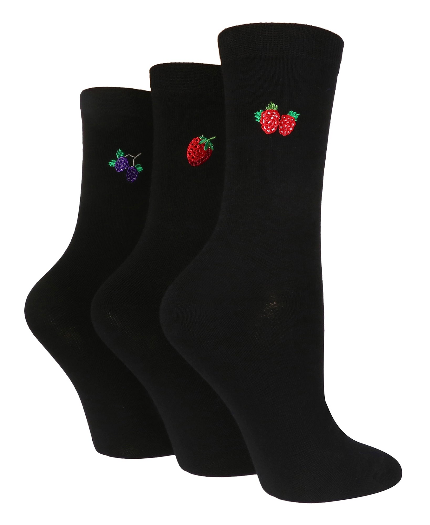 3 Pairs Ladies Cotton Socks | Embroidered