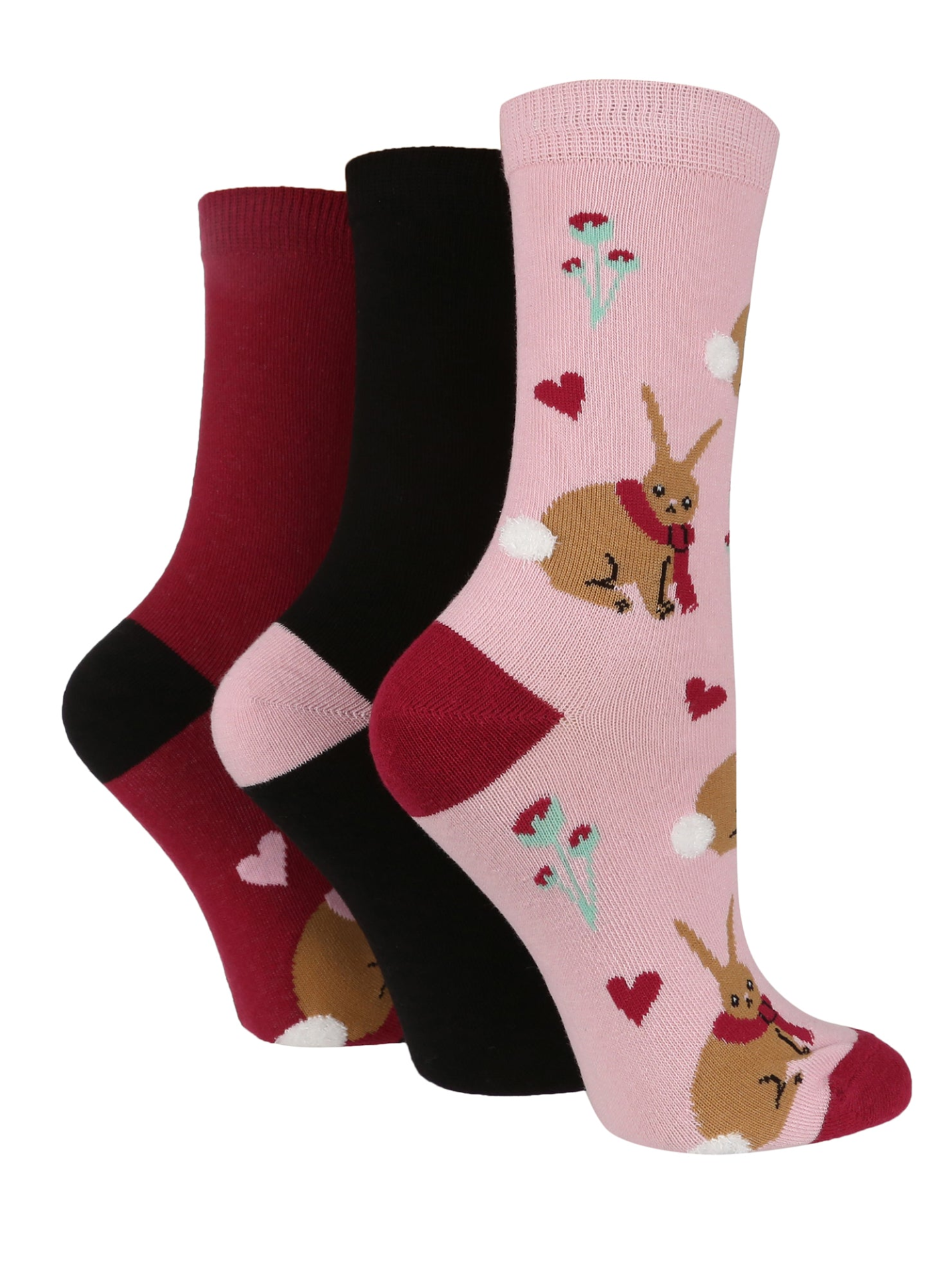 3 Pairs Ladies Cotton Socks | Animals