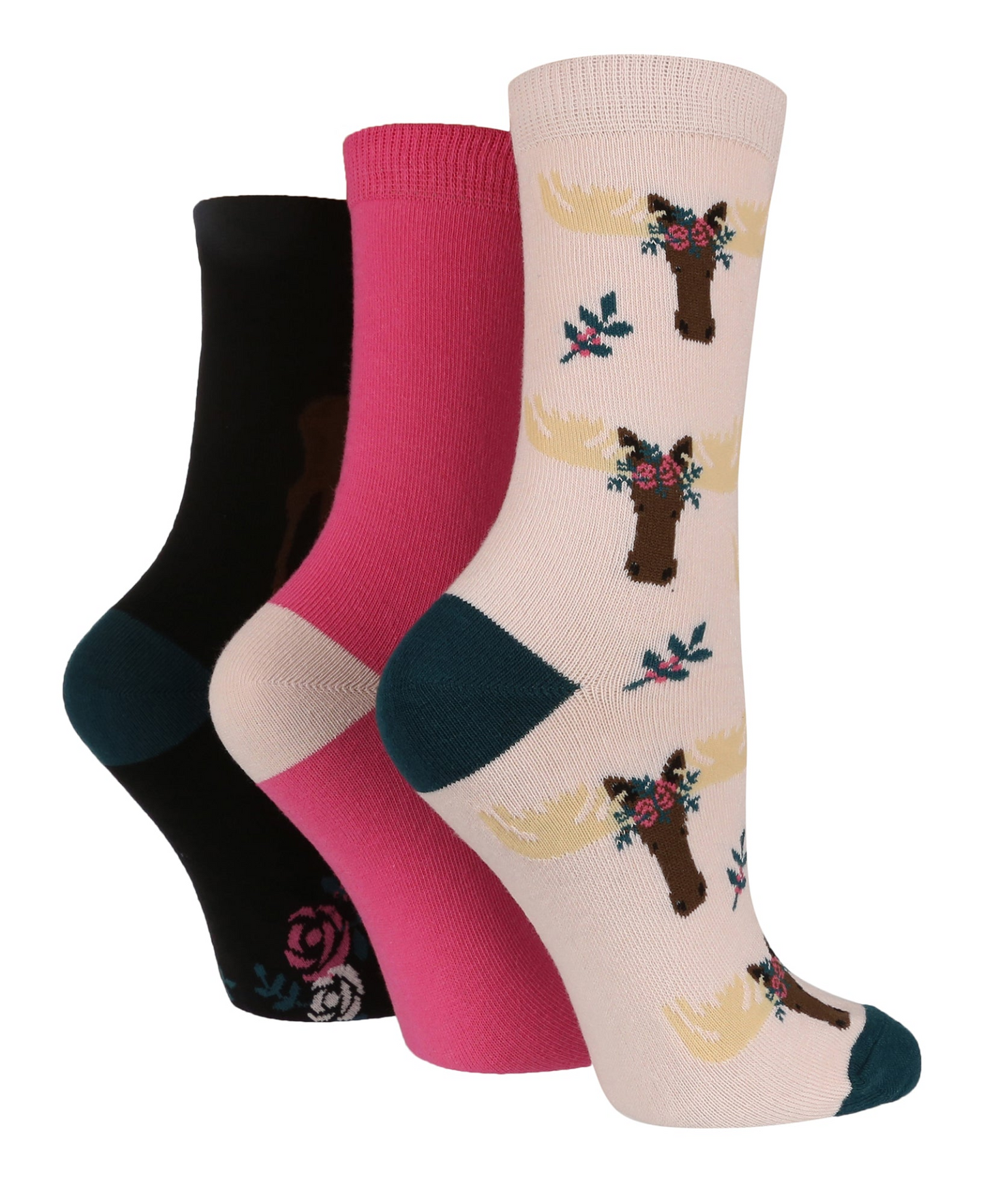 3 Pairs Ladies Cotton Socks | Animals