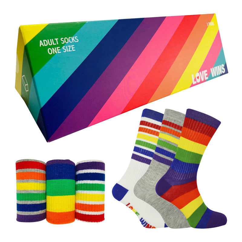 Gay Pride Rainbow Novelty Socks 3 Pairs Mens