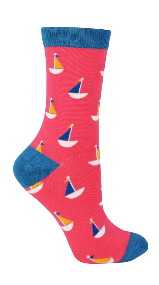 Ladies Novelty Bamboo Socks | Boats