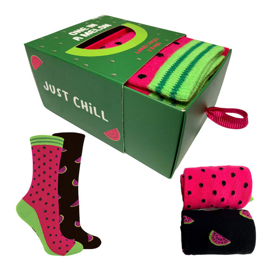 Melon Fruit Socks Novelty Gift Box 2 Pairs Ladies