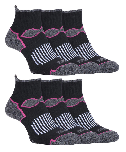 6 Pack Ladies Ankle Sports Socks with Arch Support