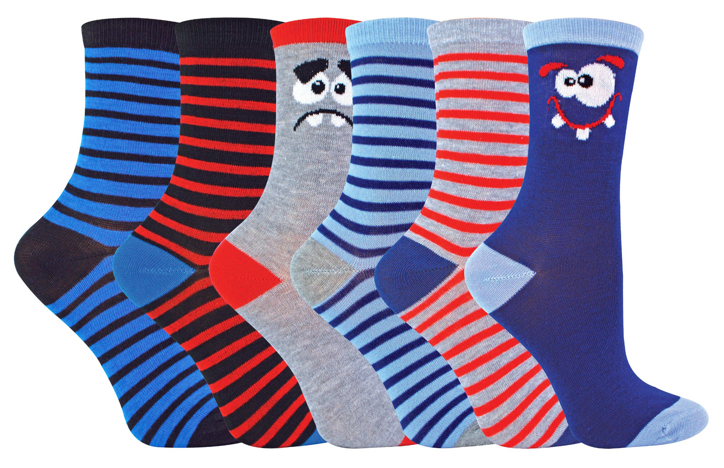 Boys 6 Pairs Assorted Novelty Fashion Ankle Socks