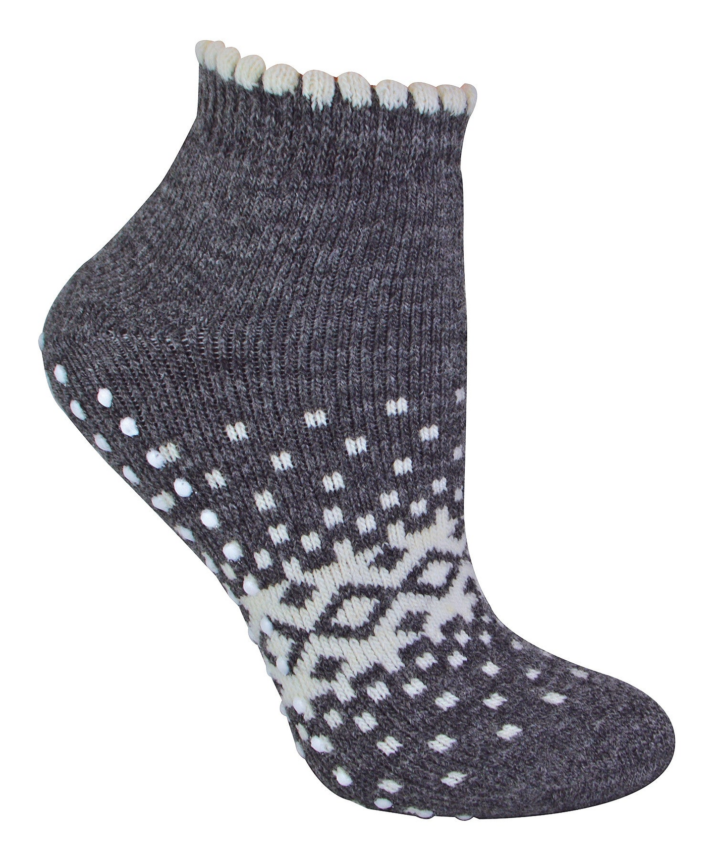 Ladies Thermal Low Cut Wool Non Slip Slipper Socks