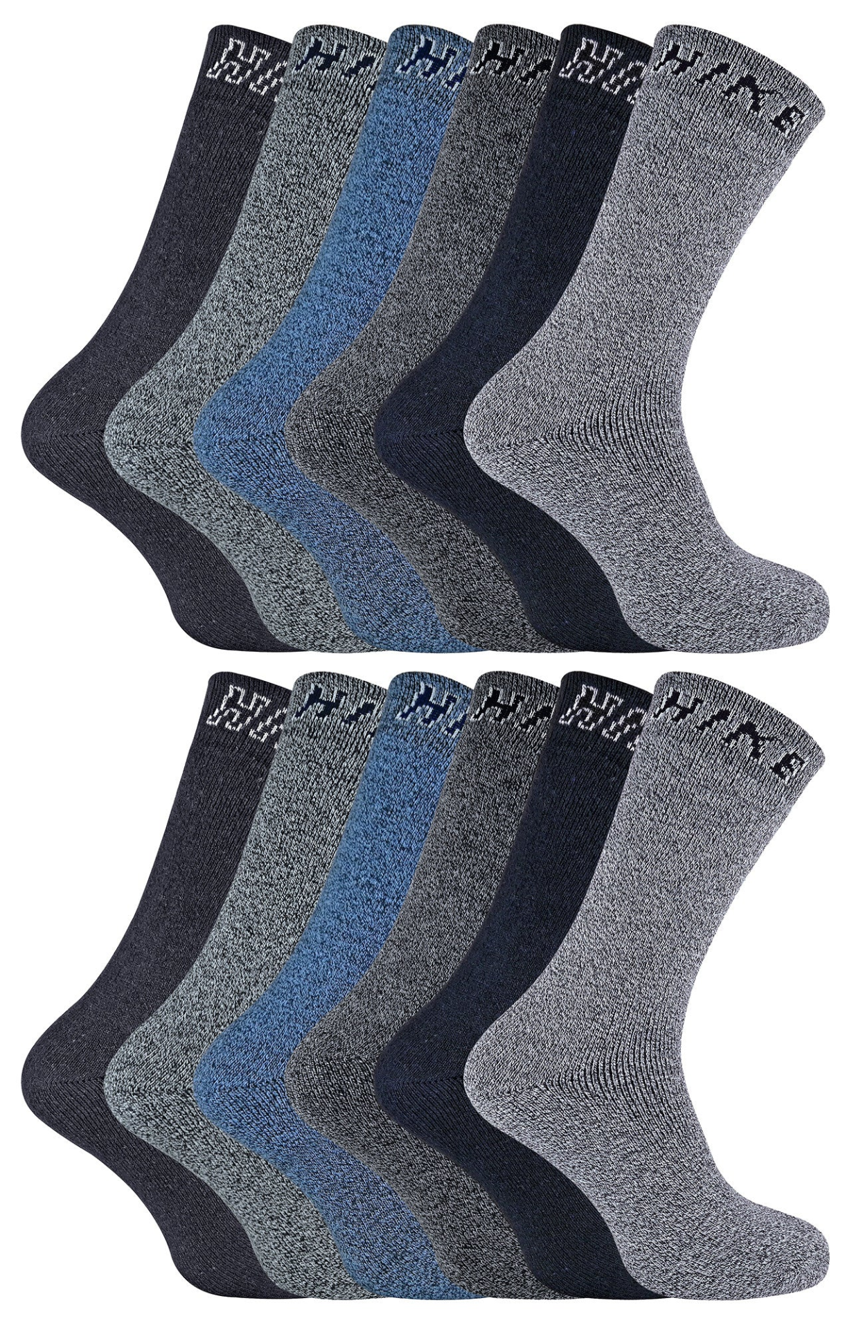 12 Pairs Mens Cushioned Crew Hiking Boot Socks