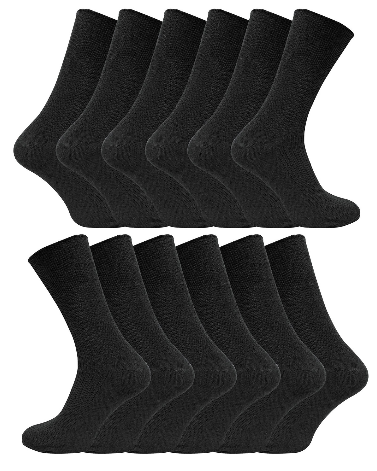 12 Pair Mens 100% Cotton Diabetic Friendly Socks