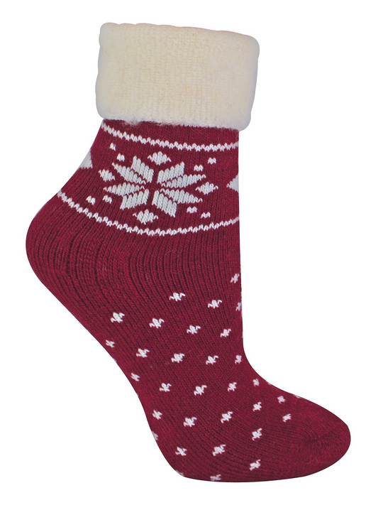 Ladies Wool Bed Socks with Fairisle Design