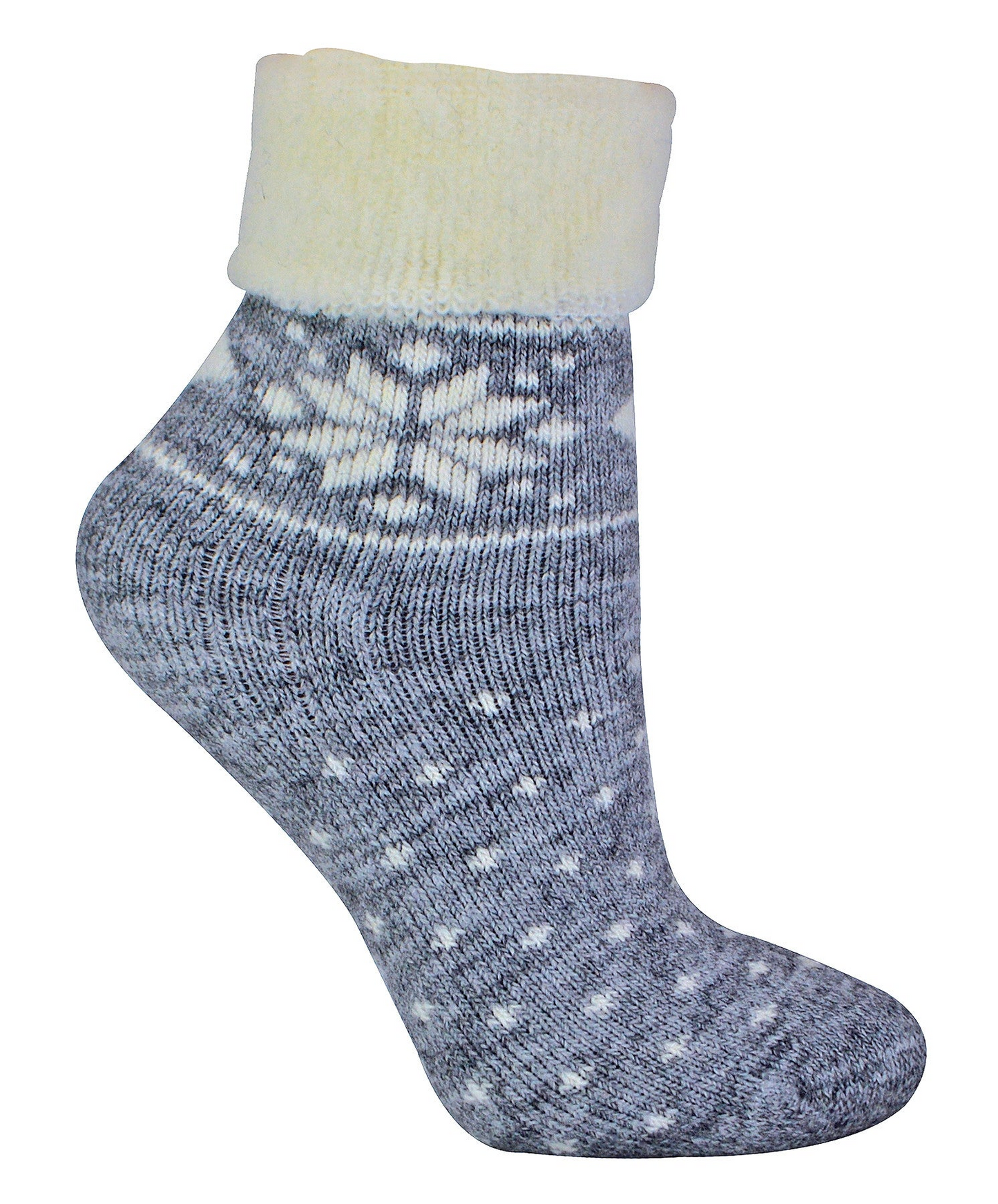 Ladies Wool Bed Socks with Fairisle Design