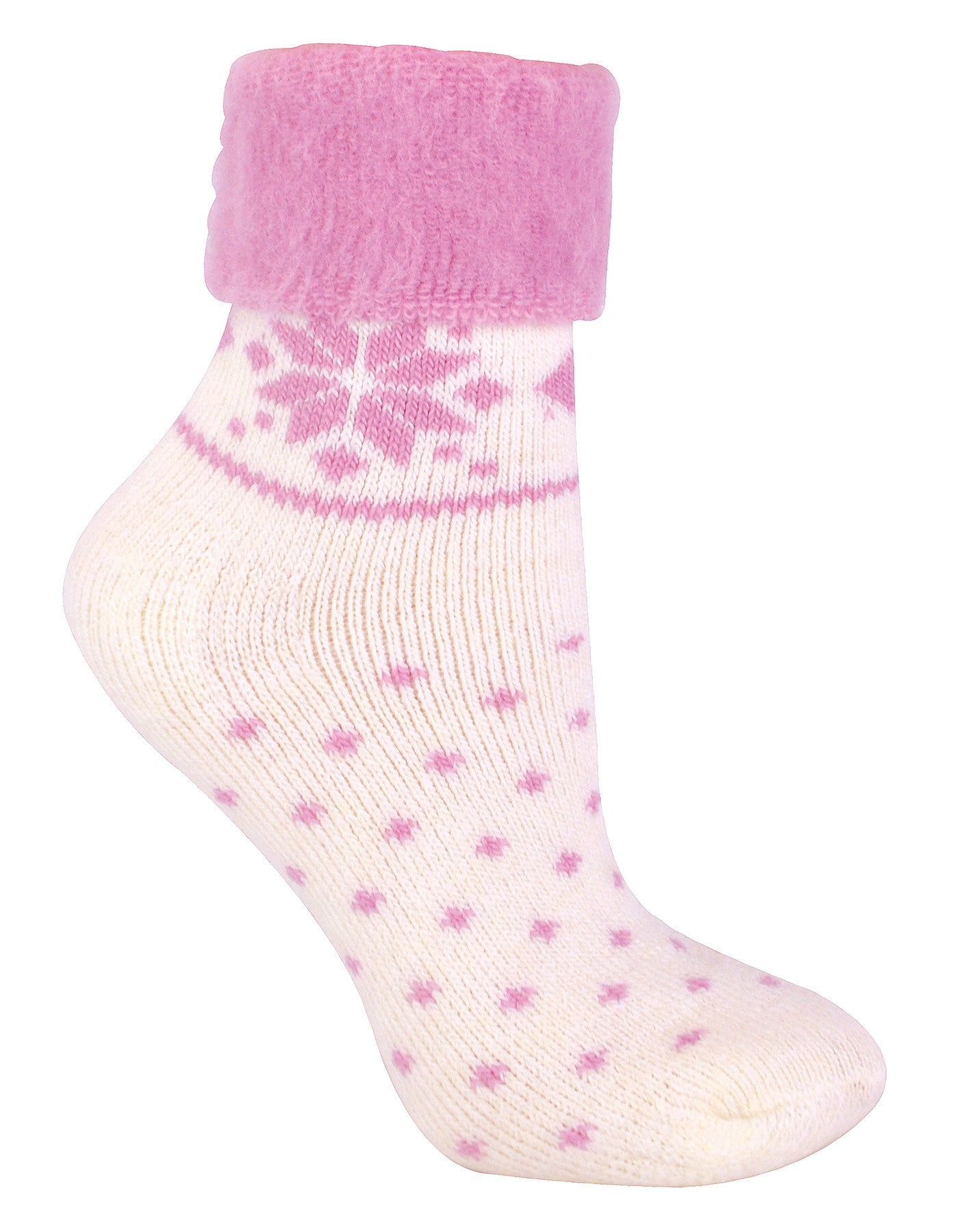 Ladies Wool Bed Socks with Fairisle Design