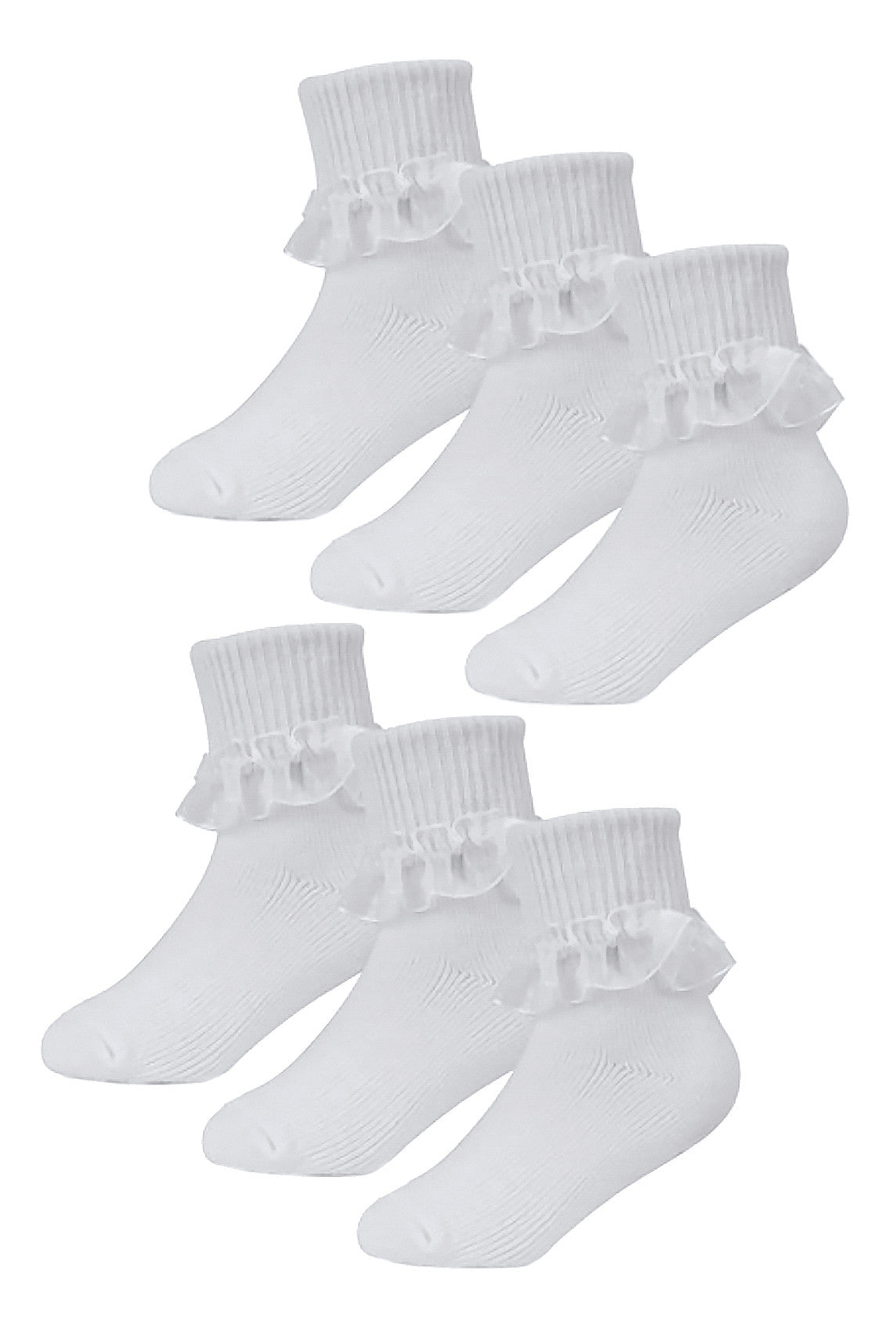 6 Pack Cotton Baby Girl Frilly Lace Socks