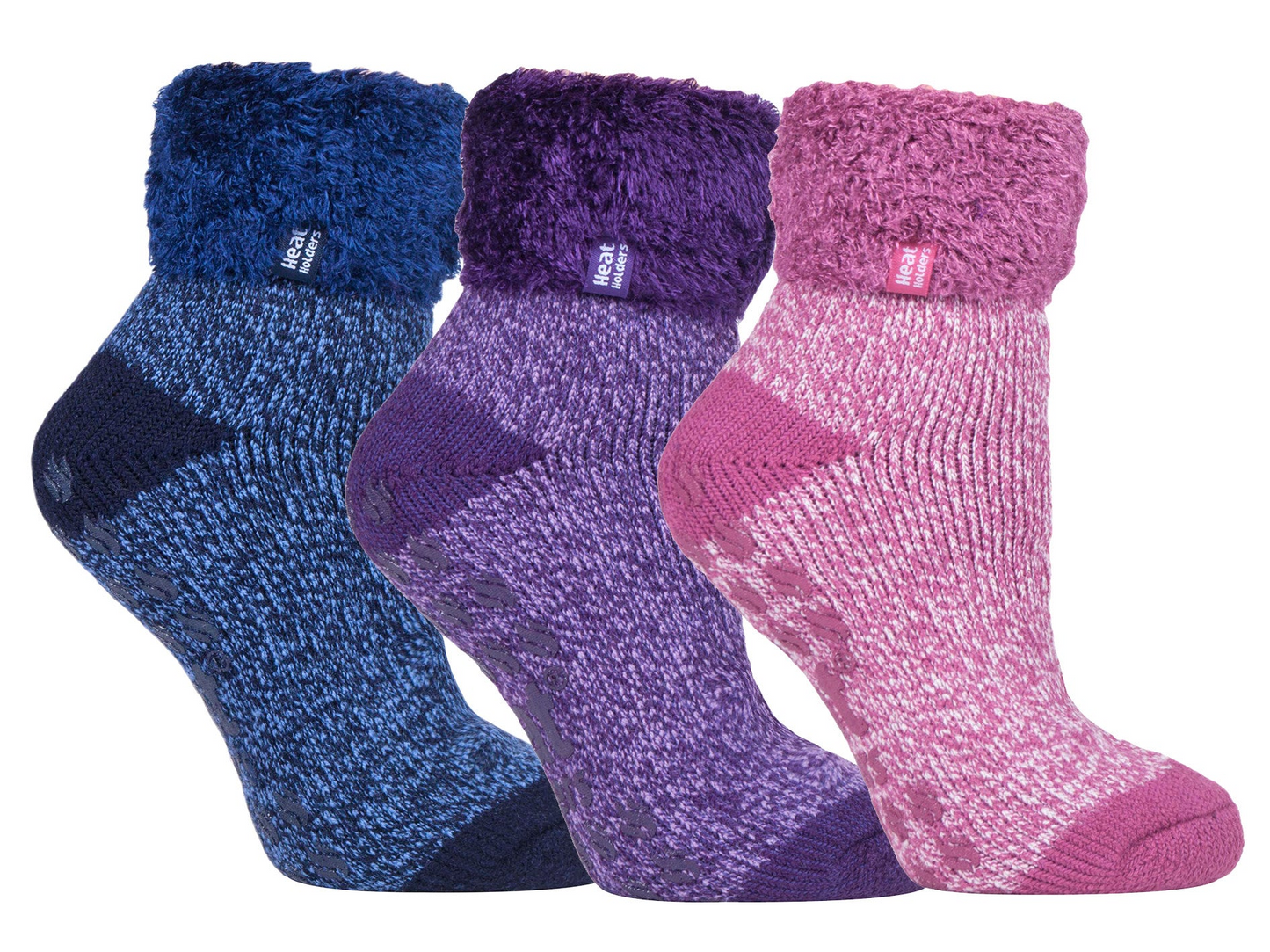 3 Pack Womens Lined Non Slip Socks