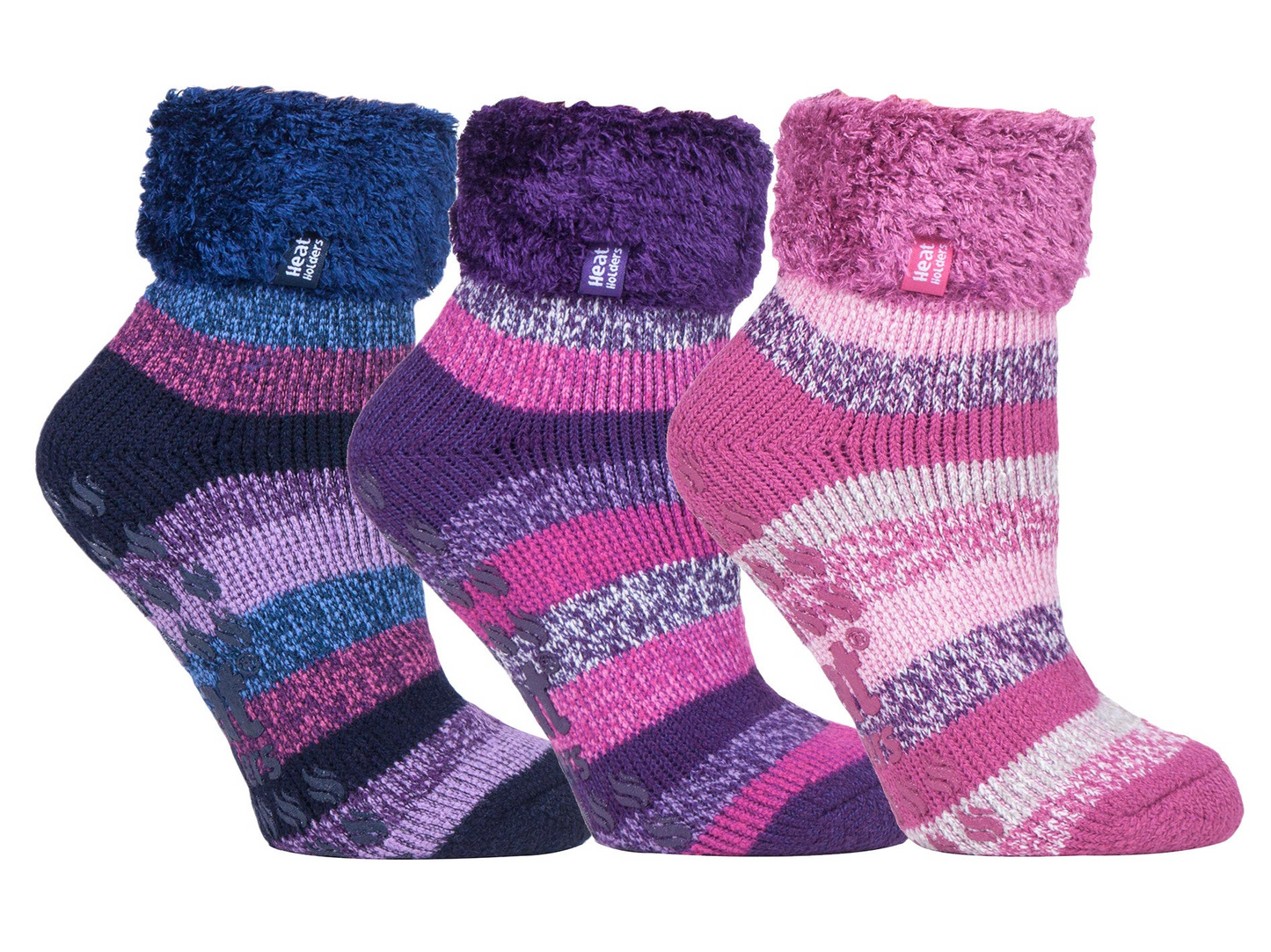 3 Pack Womens Lined Non Slip Socks