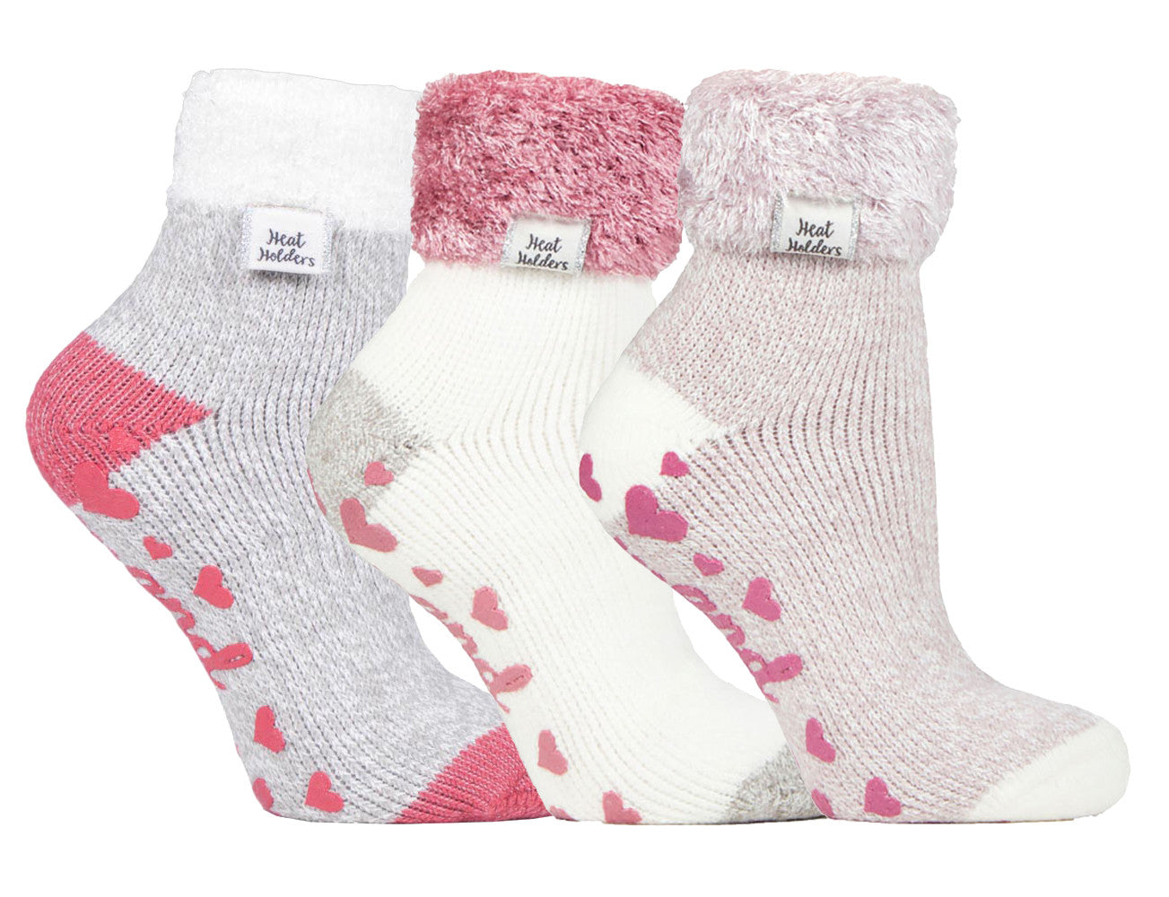 3 Pack Womens Lined Non Slip Socks