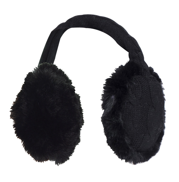 Ladies Knit Ear Muffs With Faux Fur