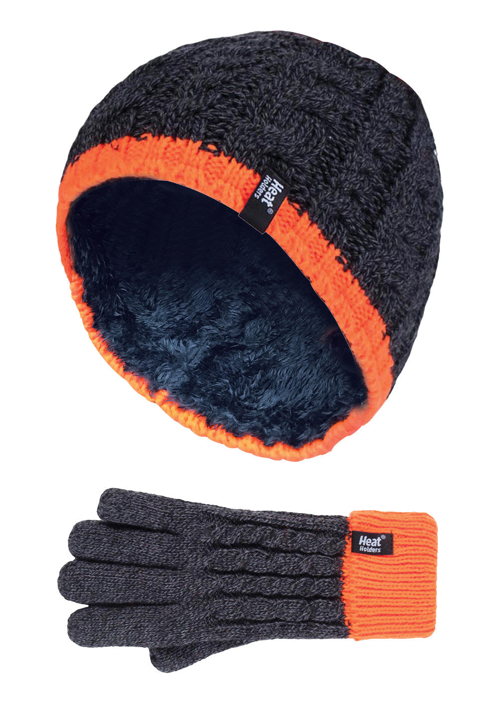 Kids Cable Knit Warm Hat Gloves Set