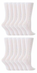 12 Pack Girls Cotton Rich Knee High White Socks