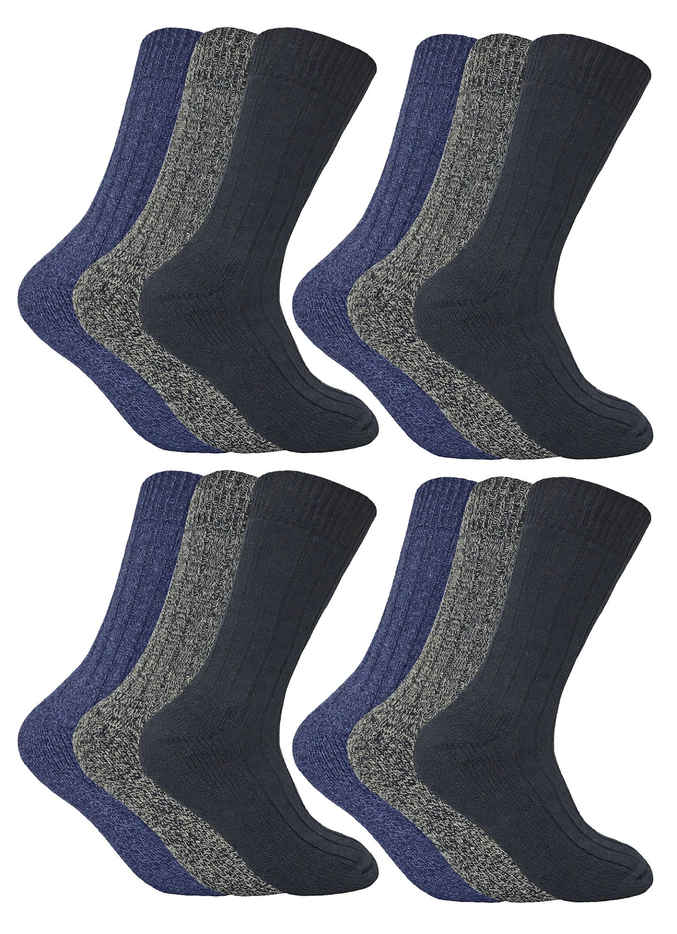 12 Pairs Mens Wool Boot Socks