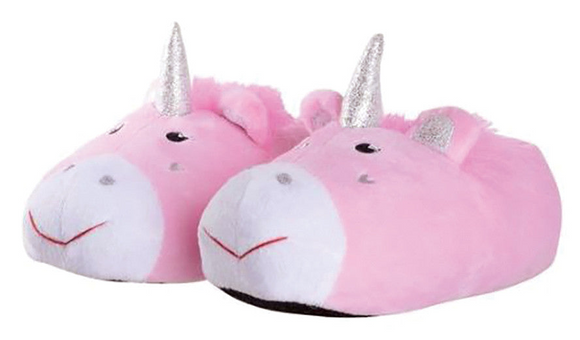 Childrens Pink Unicorn Plush Slippers